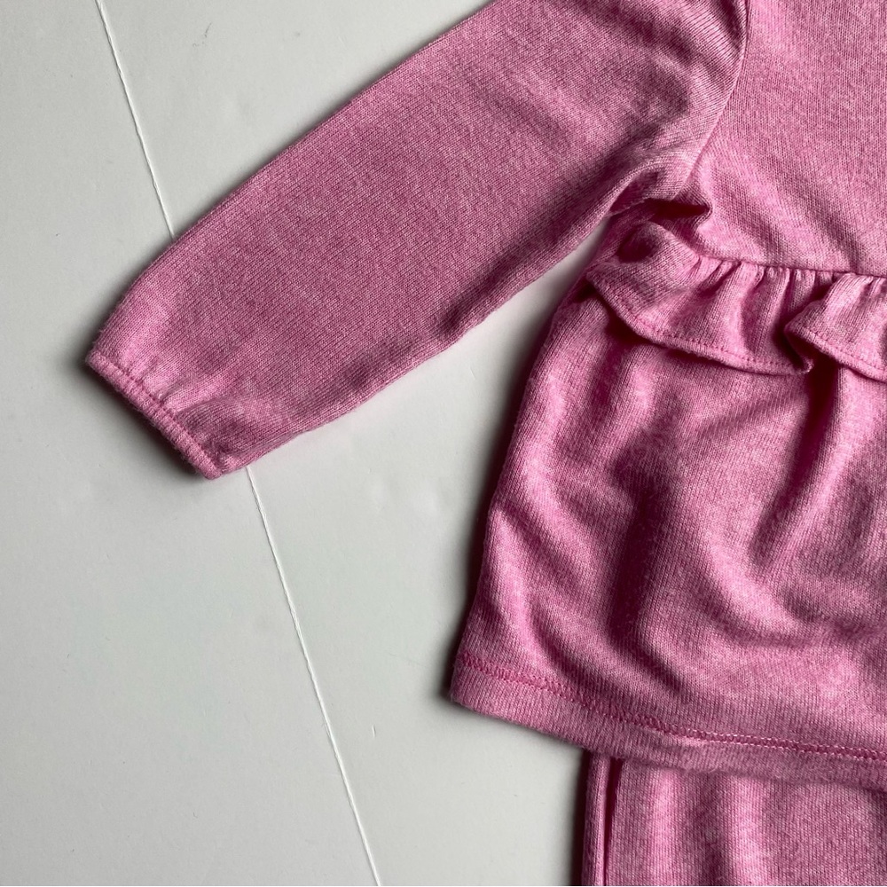 Girls 2 Piece Set Size 18 Months Outfit Sweater Leggings Pink Knit Ruffle shirt - Picture 3 of 9